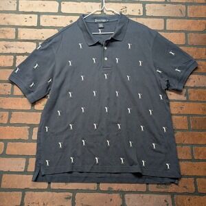 Daniel Cremieux Men's XL Black Embroidered Golfer all over Golf‎ Polo Shirt